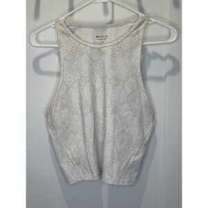 Athleta Conscious Crop Bra Medium White Longline Sports Active Yoga Workout Tan